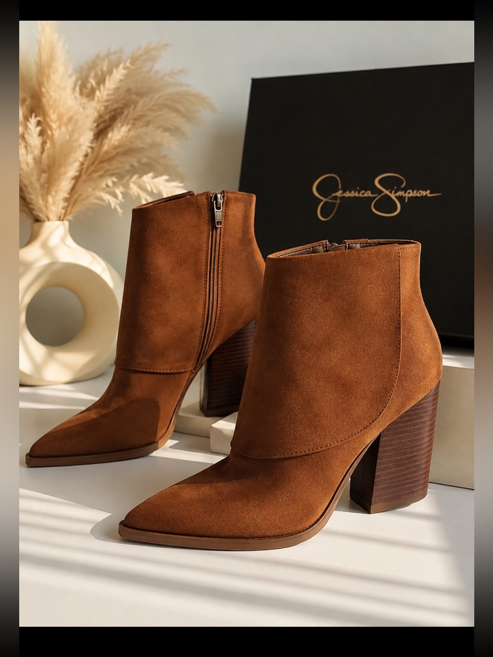 Jessica Simpson Chestnut Suede Ankle Booties